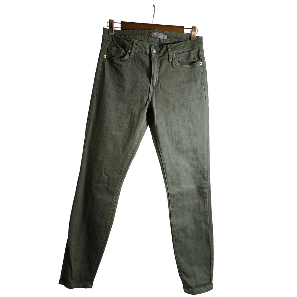 Just‎ USA Womens Skinny Jeans Olive Green Stretch Denim Size 29 AB826